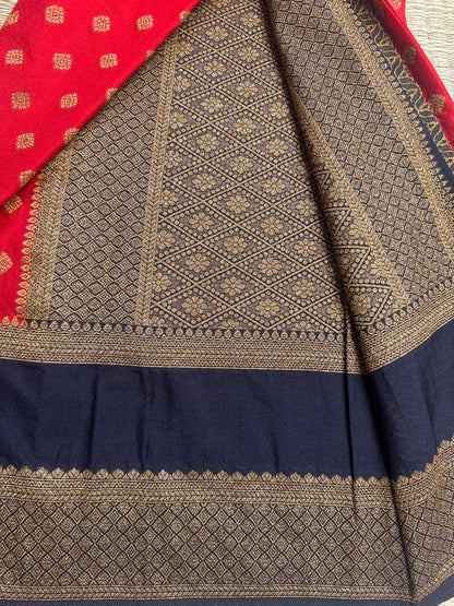 Red with Black Khaddi Georgette Saree
