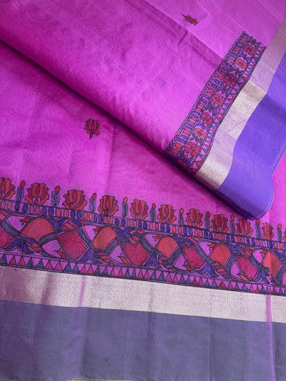 Madhubani Heritage Saree – Fuchsia Pink