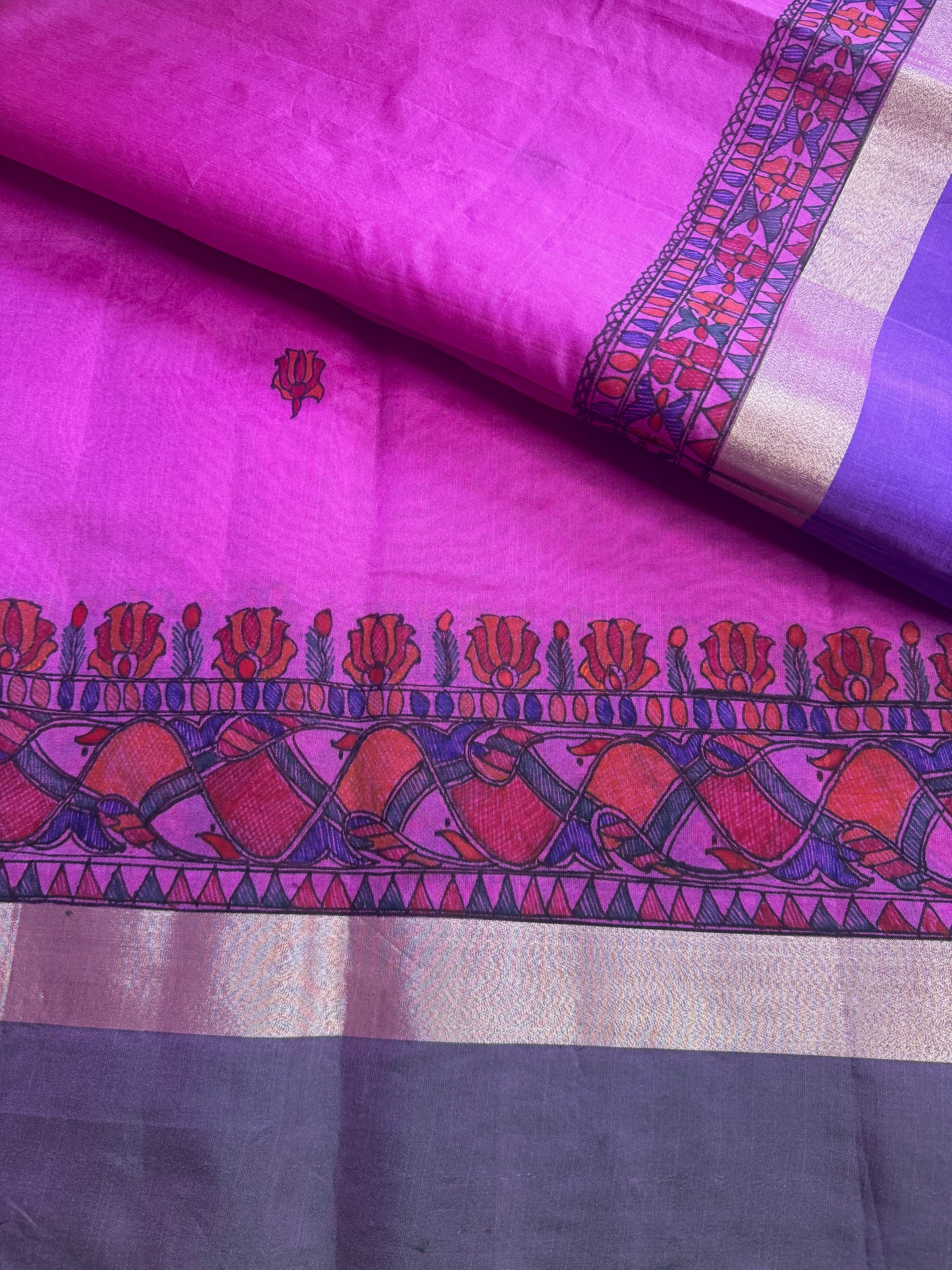 Madhubani Heritage Saree – Fuchsia Pink