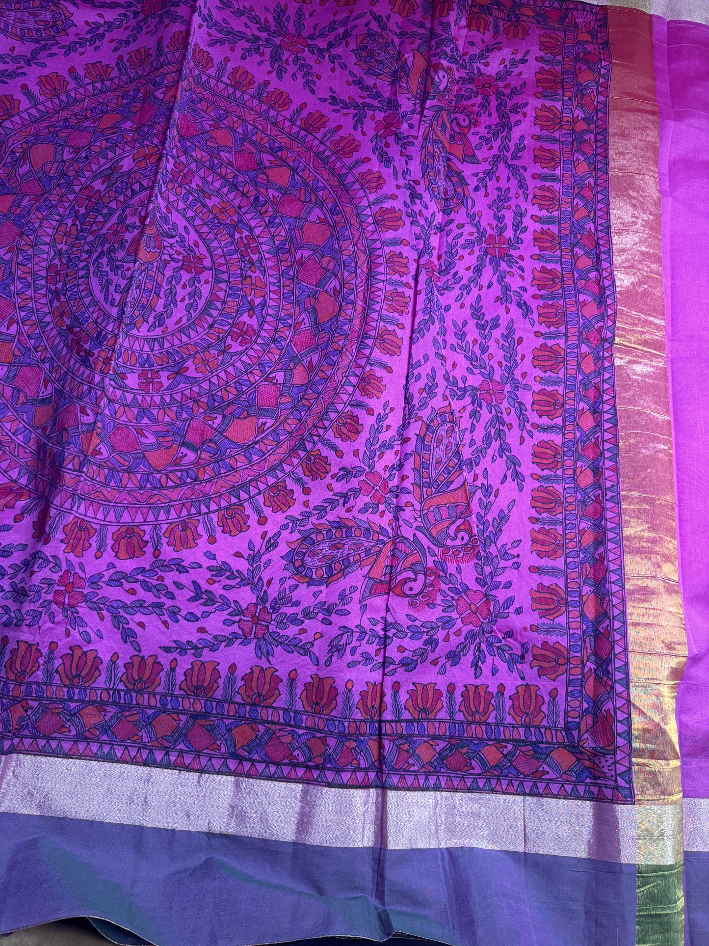 Madhubani Heritage Saree – Fuchsia Pink