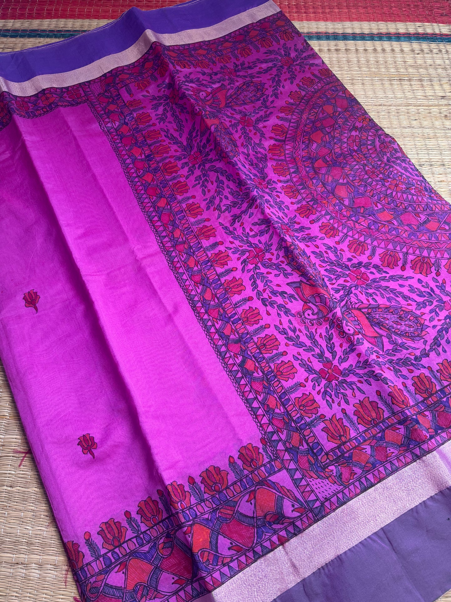 Madhubani Heritage Saree – Fuchsia Pink