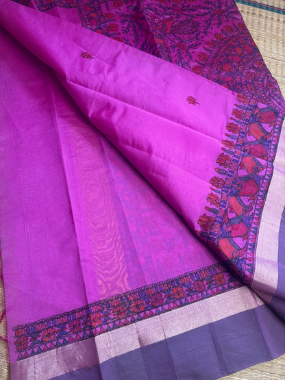 Madhubani Heritage Saree – Fuchsia Pink