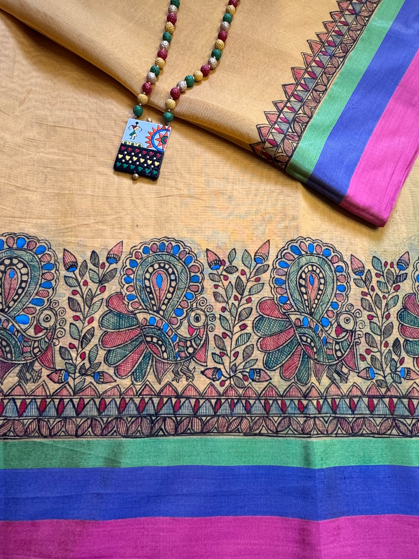Madhubani Heritage Saree – Sunlit Yellow