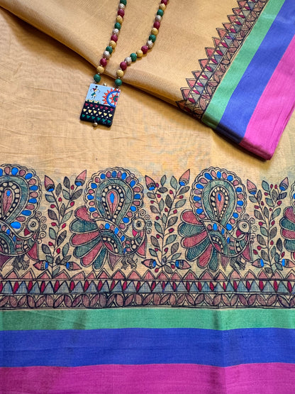 Madhubani Heritage Saree – Sunlit Yellow