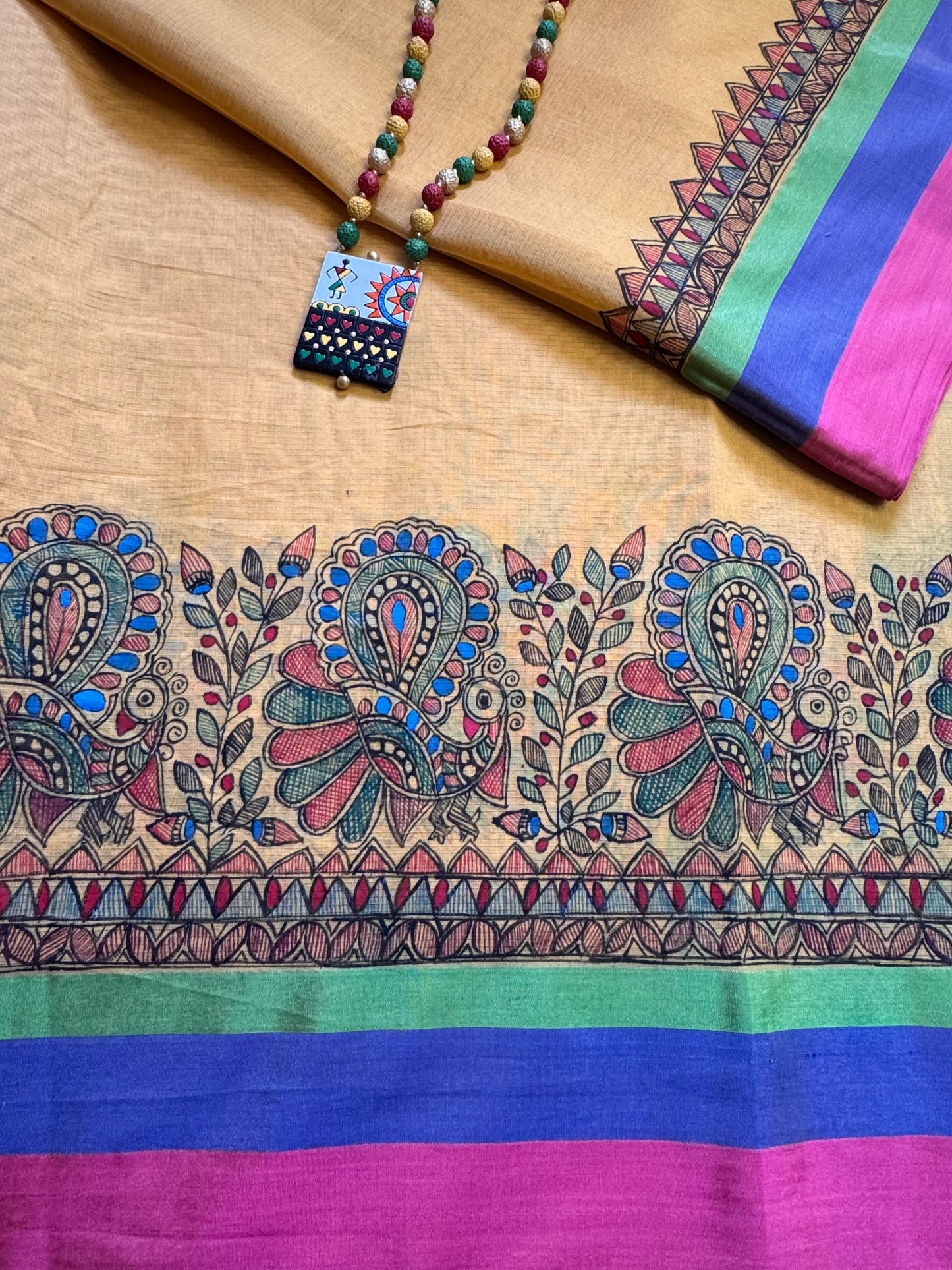 Madhubani Heritage Saree – Sunlit Yellow