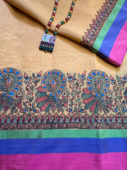 Madhubani Heritage Saree – Sunlit Yellow
