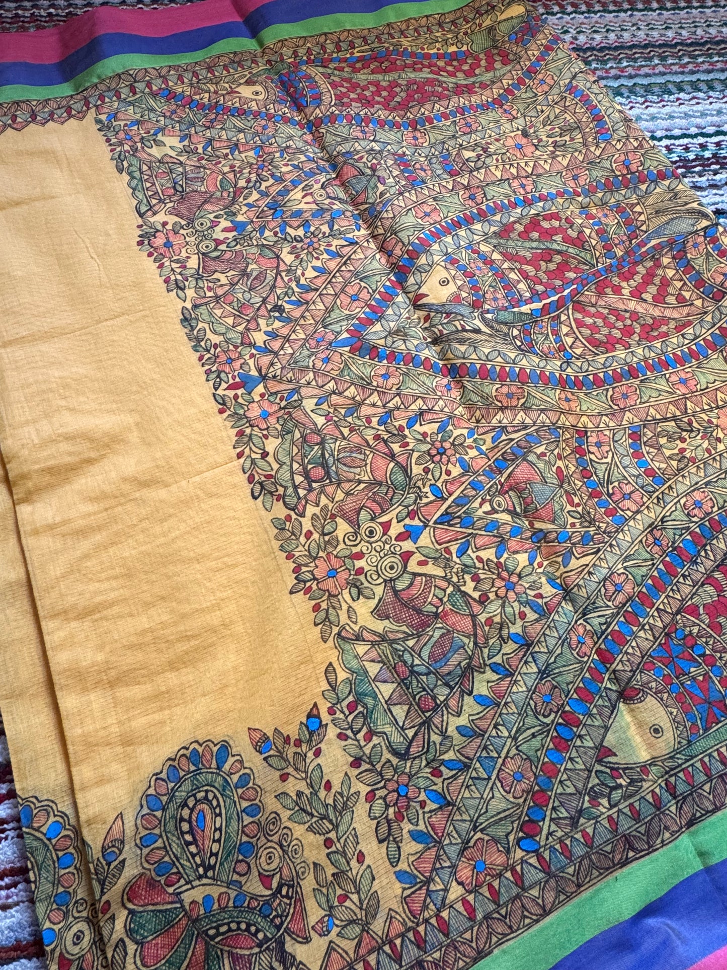 Madhubani Heritage Saree – Sunlit Yellow