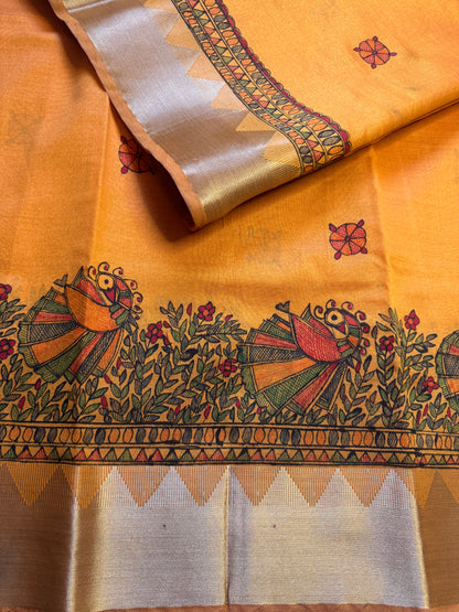 Madhubani Heritage Saree – (Sandal Yellow)
