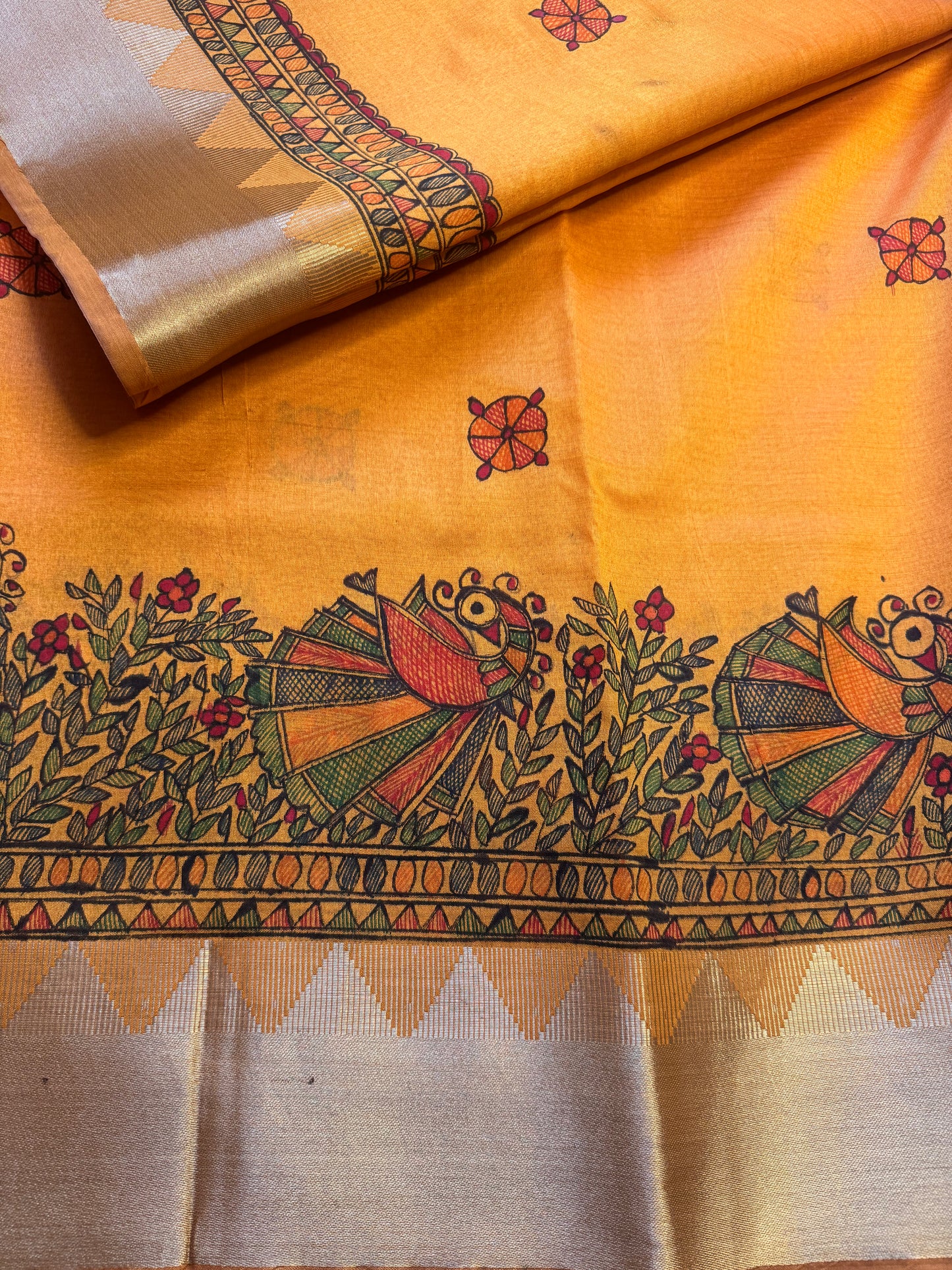 Madhubani Heritage Saree – (Sandal Yellow)