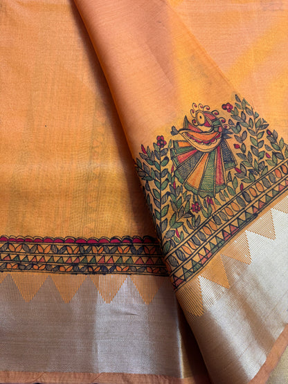 Madhubani Heritage Saree – (Sandal Yellow)