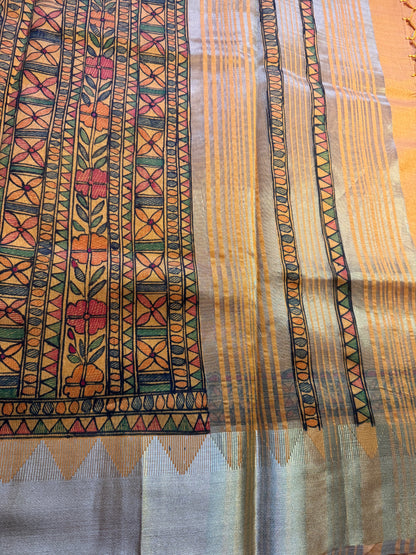 Madhubani Heritage Saree – (Sandal Yellow)
