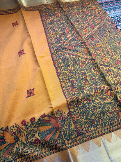 Madhubani Heritage Saree – (Sandal Yellow)
