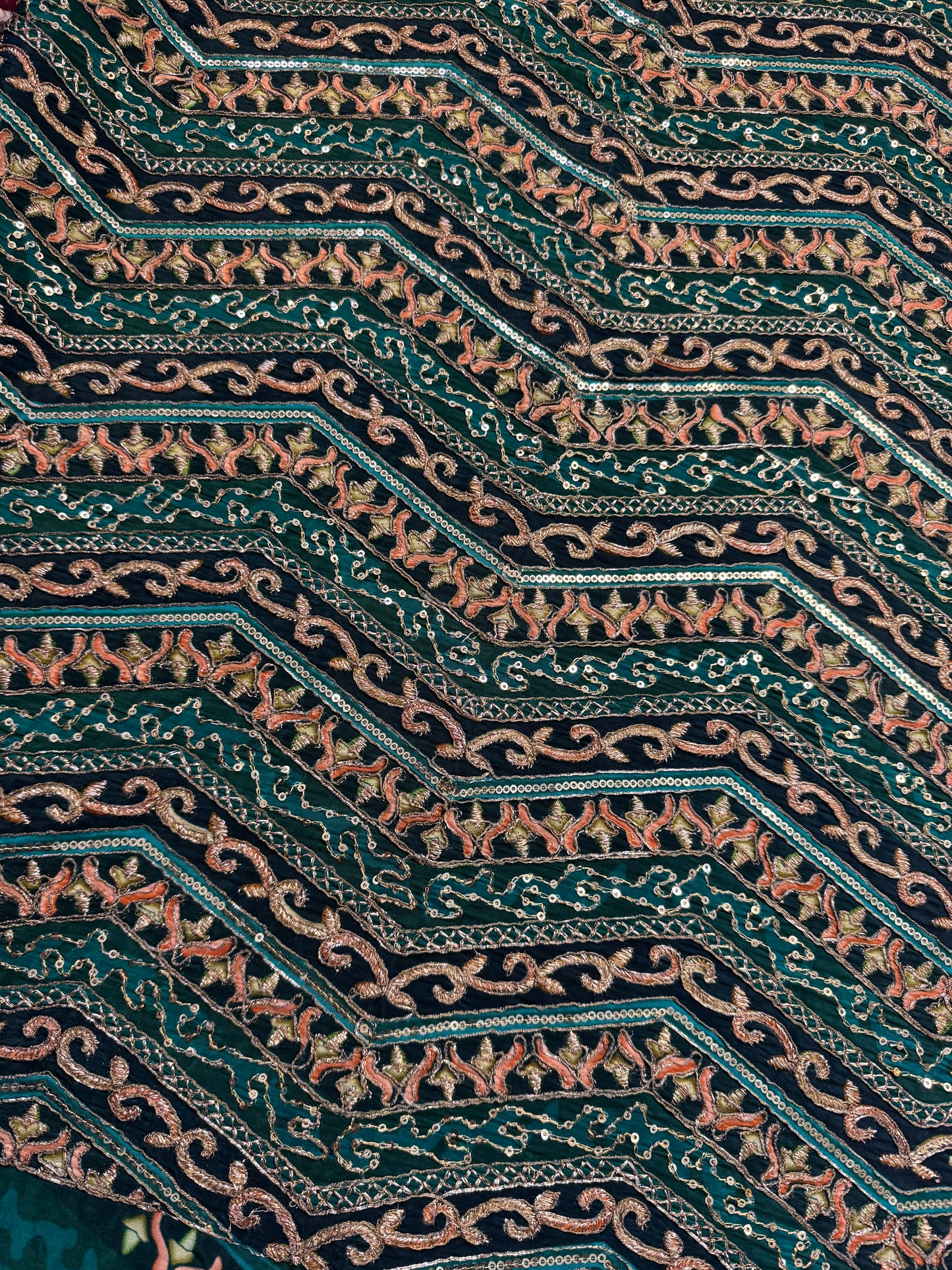Emerald Green kalamkari Crepe Blouse Piece/Material
