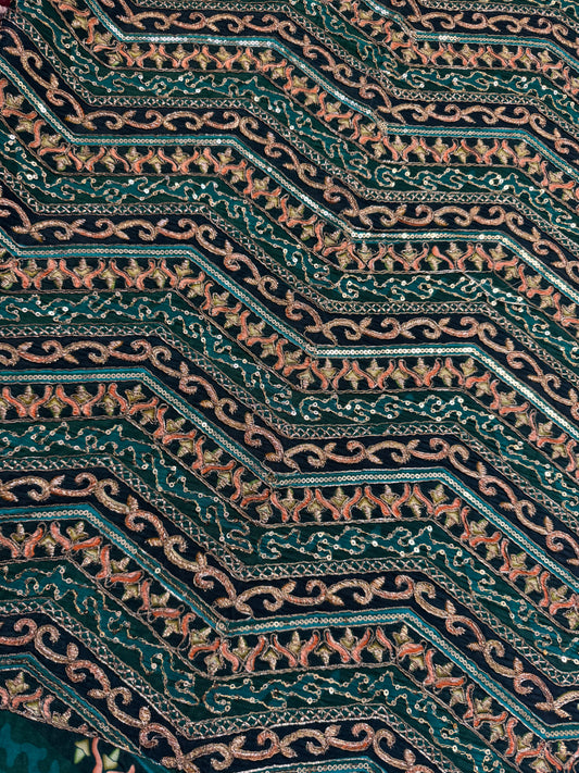 Emerald Green kalamkari Crepe Blouse Piece/Material