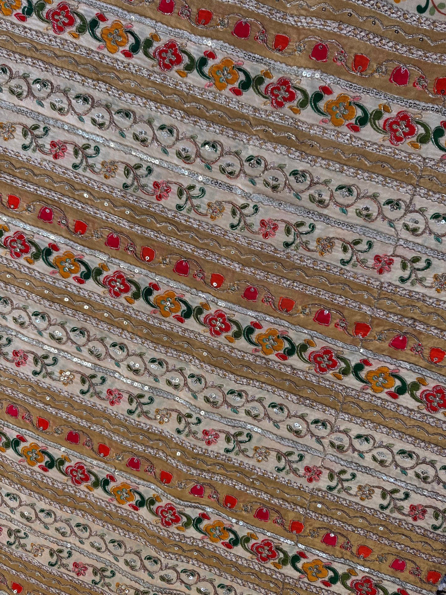 Cream Gold kalamkari Crepe Blouse Piece/Material