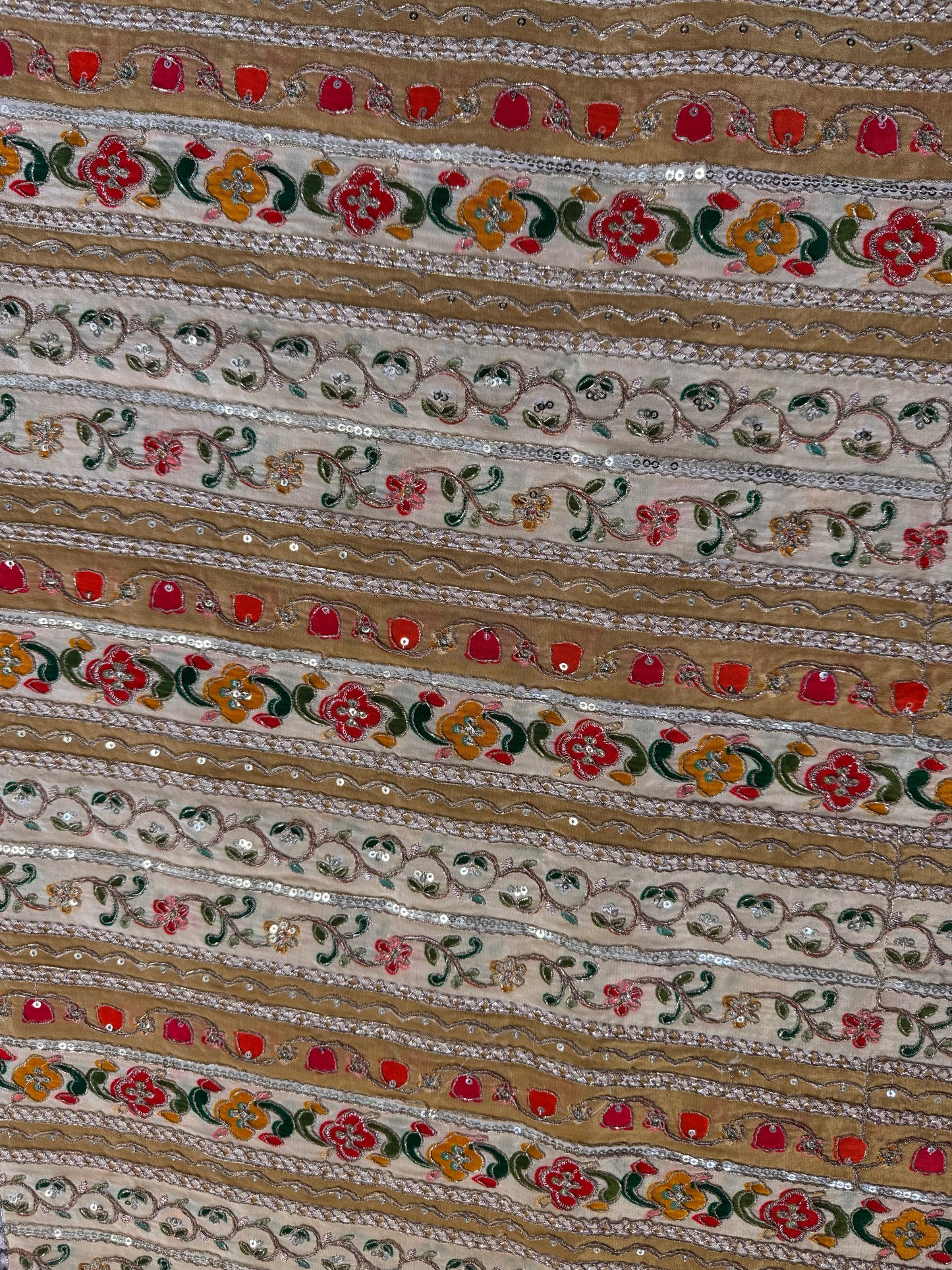 Cream Gold kalamkari Crepe Blouse Piece/Material