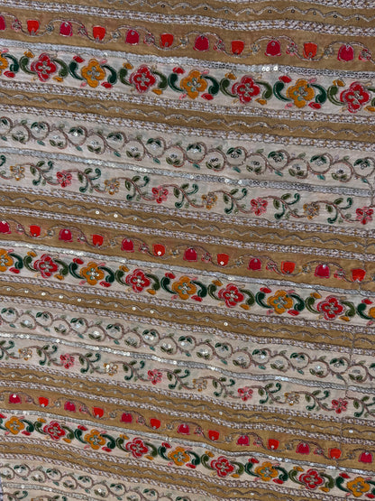 Cream Gold kalamkari Crepe Blouse Piece/Material