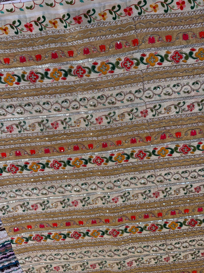 Cream Gold kalamkari Crepe Blouse Piece/Material