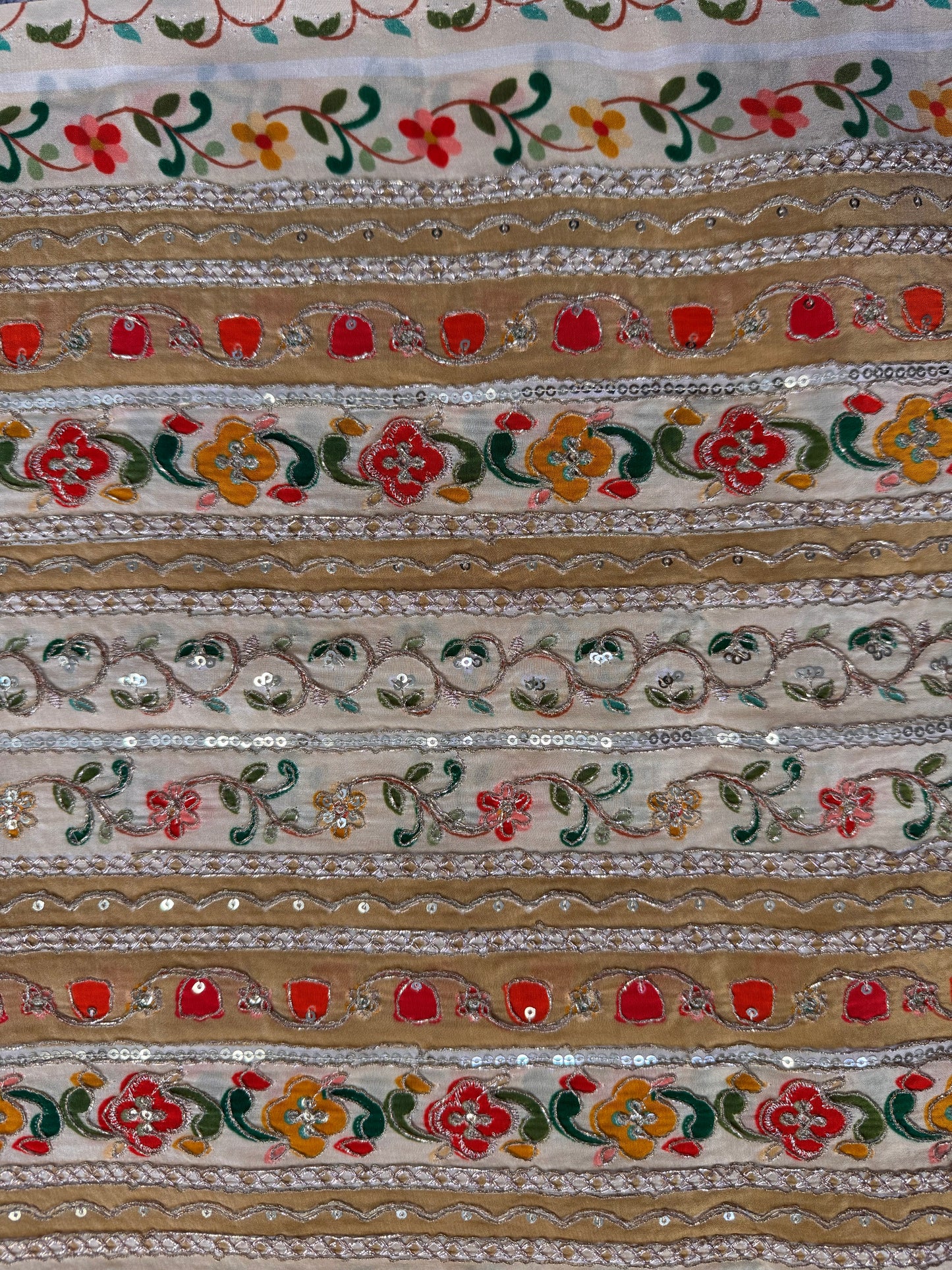 Cream Gold kalamkari Crepe Blouse Piece/Material