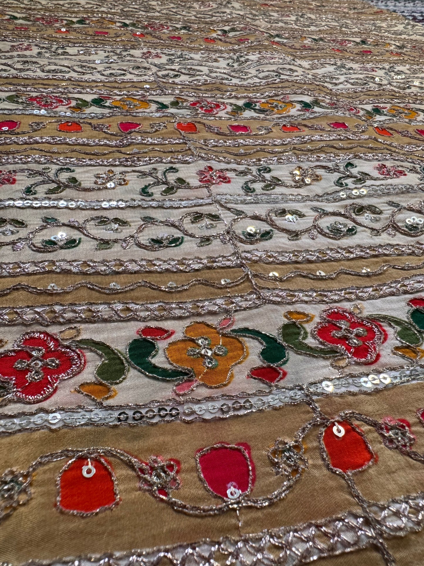 Cream Gold kalamkari Crepe Blouse Piece/Material