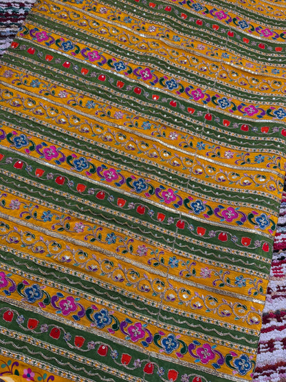 Yellow Green kalamkari Crepe Blouse Piece/Material