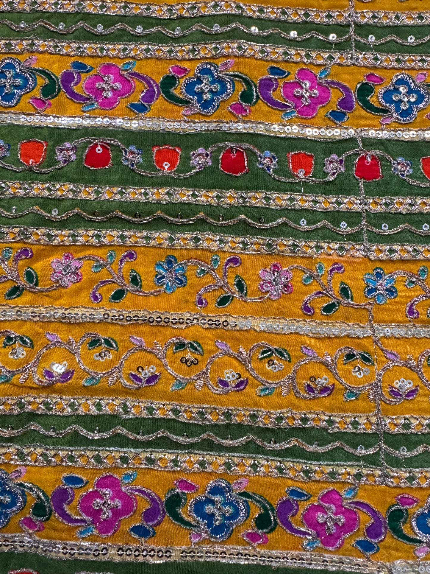 Yellow Green kalamkari Crepe Blouse Piece/Material
