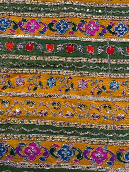 Yellow Green kalamkari Crepe Blouse Piece/Material