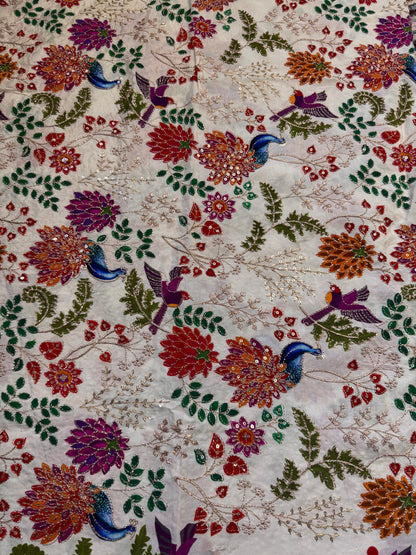 Peacock kalamkari Crepe Blouse Piece/Material