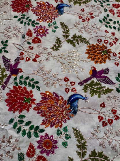 Peacock kalamkari Crepe Blouse Piece/Material
