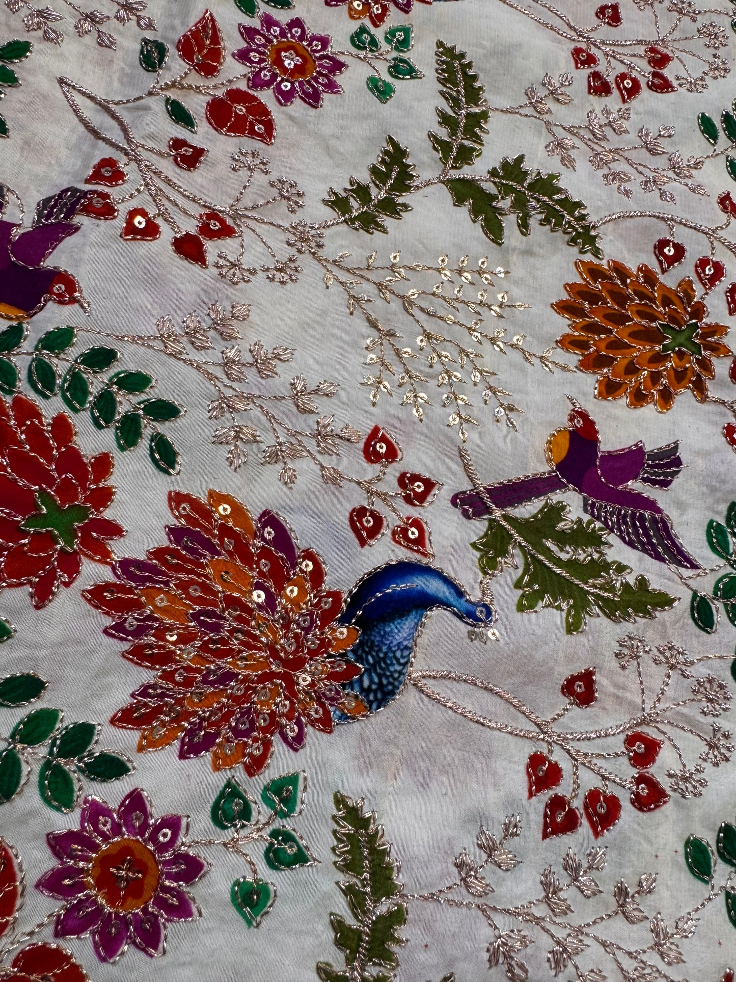 Peacock kalamkari Crepe Blouse Piece/Material