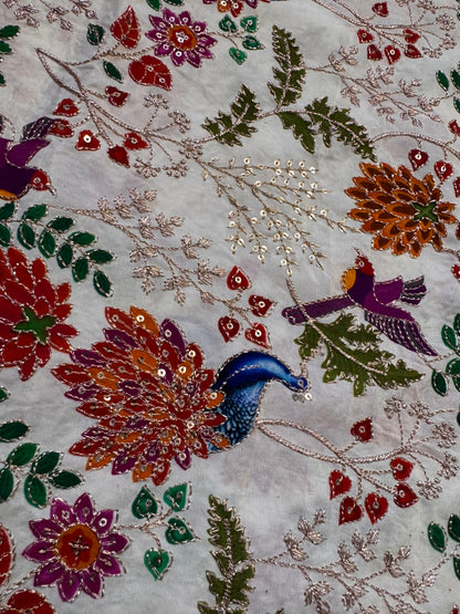 Peacock kalamkari Crepe Blouse Piece/Material