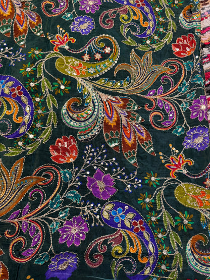 Emerald Green kalamkari Crepe Blouse Piece/Material