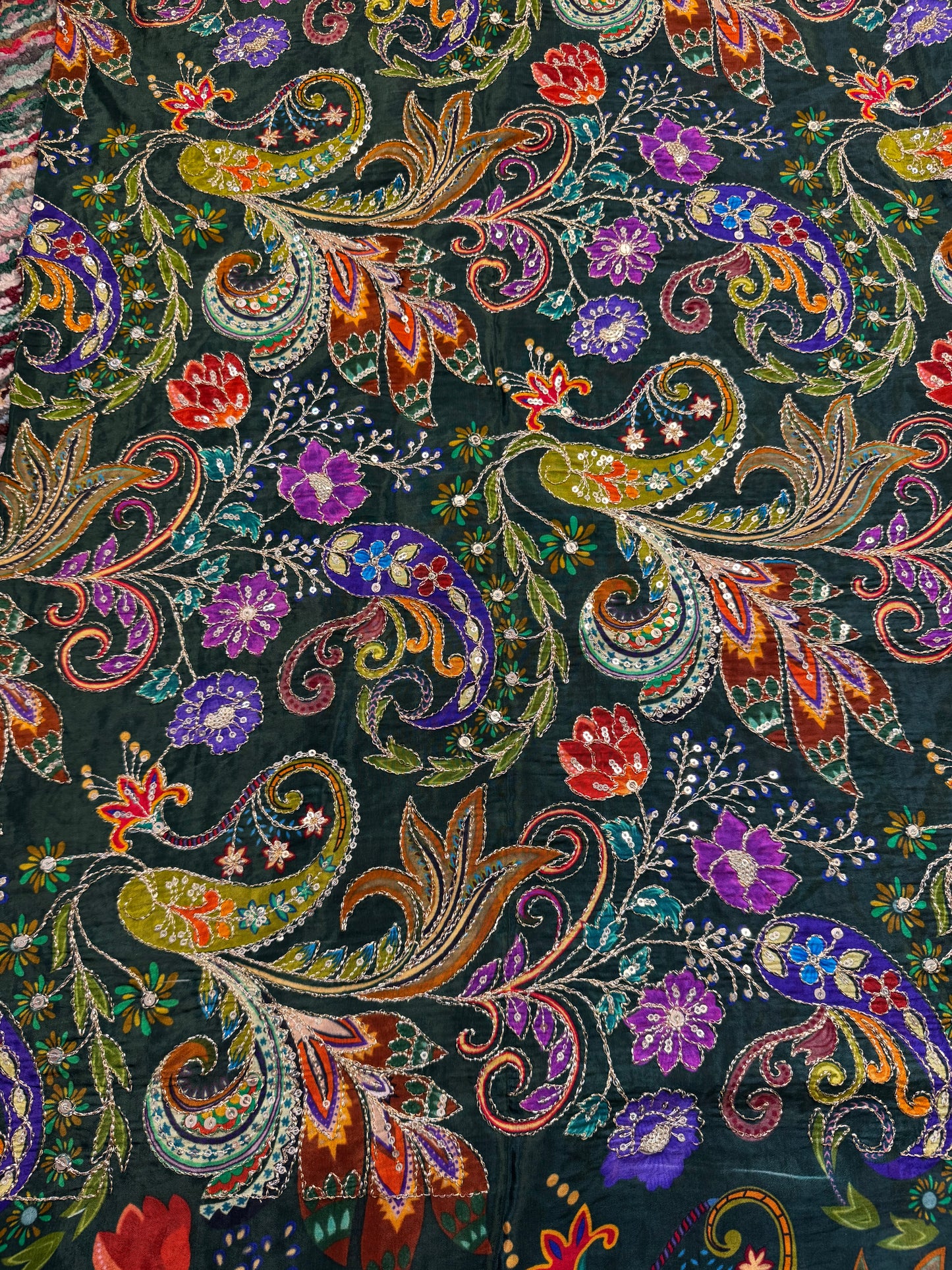 Emerald Green kalamkari Crepe Blouse Piece/Material