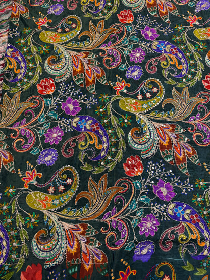 Emerald Green kalamkari Crepe Blouse Piece/Material