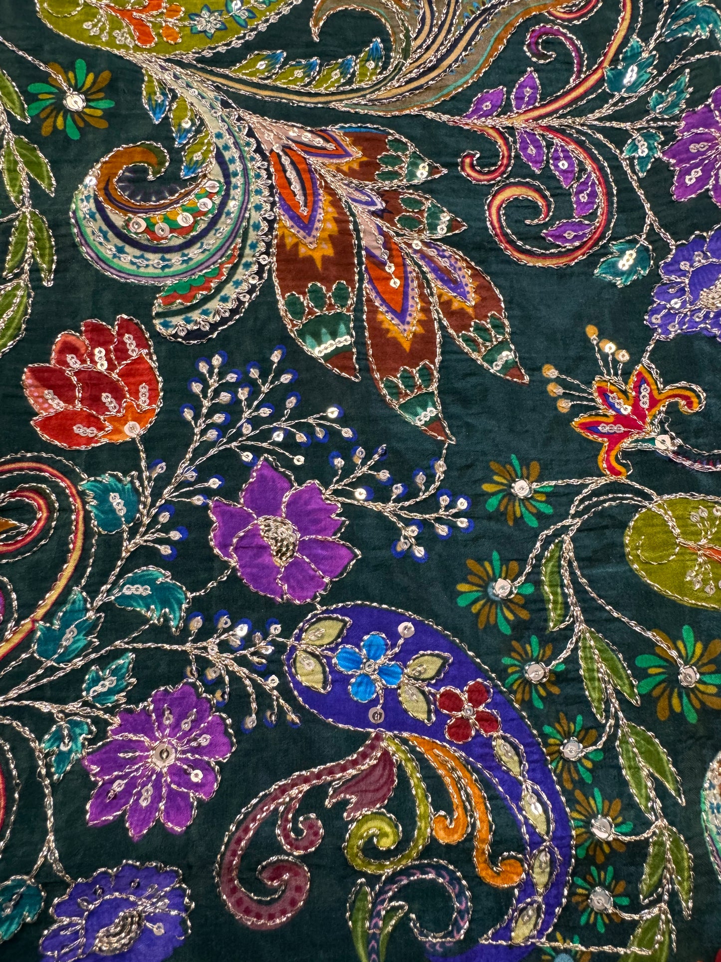 Emerald Green kalamkari Crepe Blouse Piece/Material