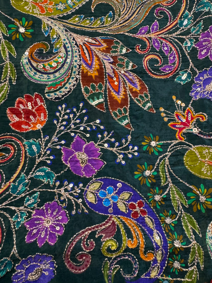 Emerald Green kalamkari Crepe Blouse Piece/Material
