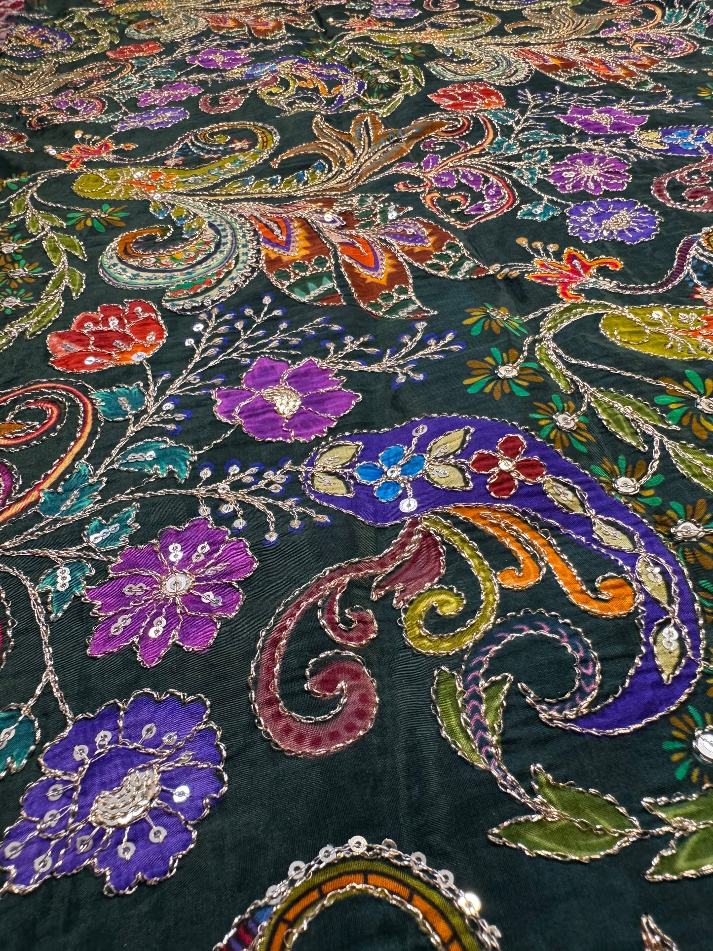 Emerald Green kalamkari Crepe Blouse Piece/Material