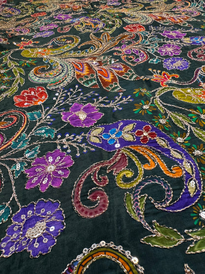 Emerald Green kalamkari Crepe Blouse Piece/Material