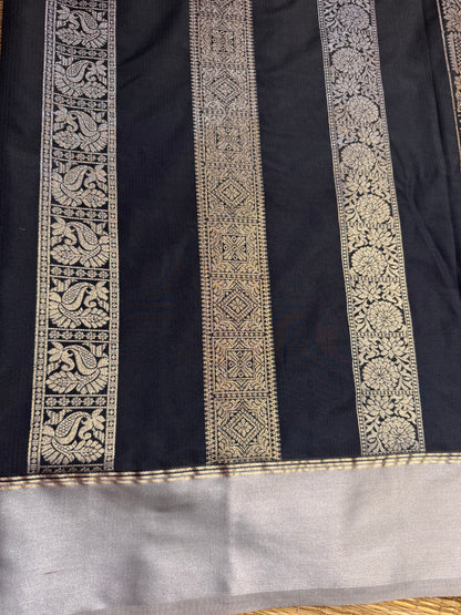 Black Semi kanchi Dual Tone Zari Saree