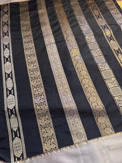 Black Semi kanchi Dual Tone Zari Saree
