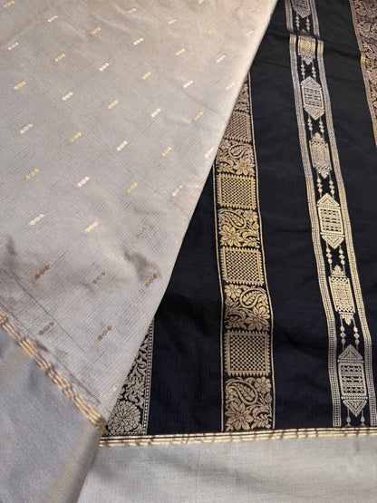 Black Semi kanchi Dual Tone Zari Saree