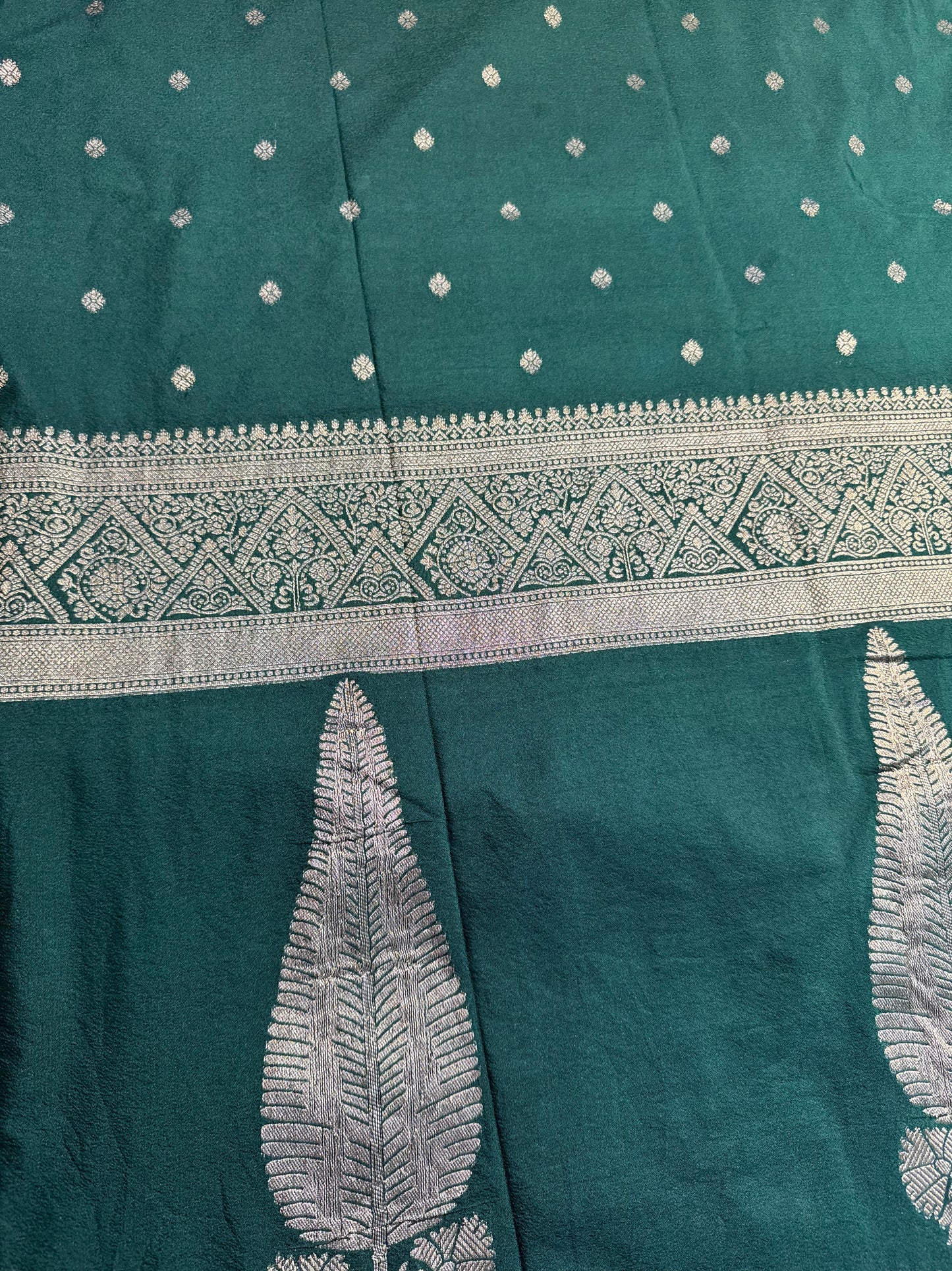 Dark Green Crushed Chiffon