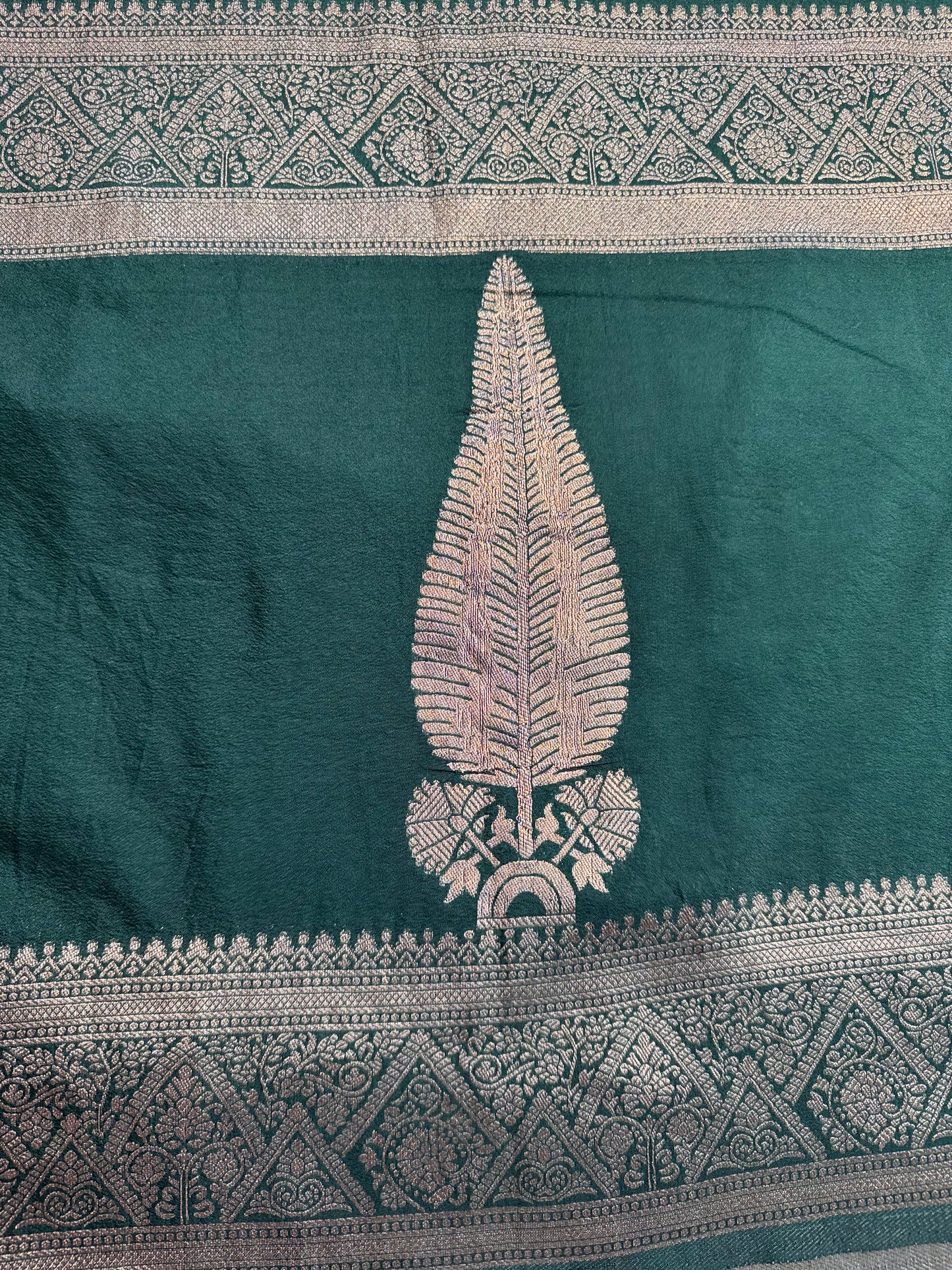 Dark Green Crushed Chiffon