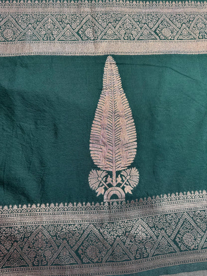 Dark Green Crushed Chiffon