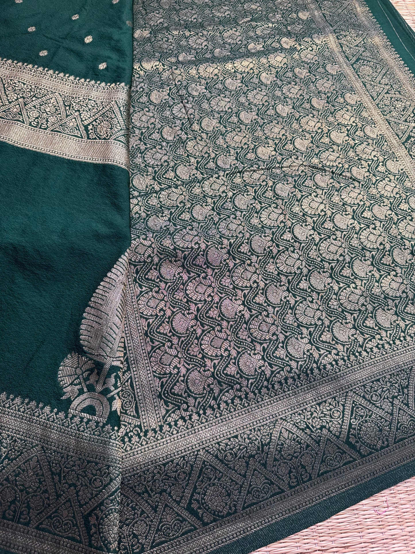 Dark Green Crushed Chiffon