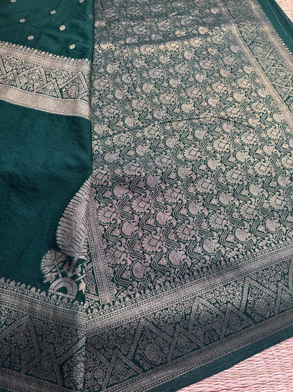 Dark Green Crushed Chiffon