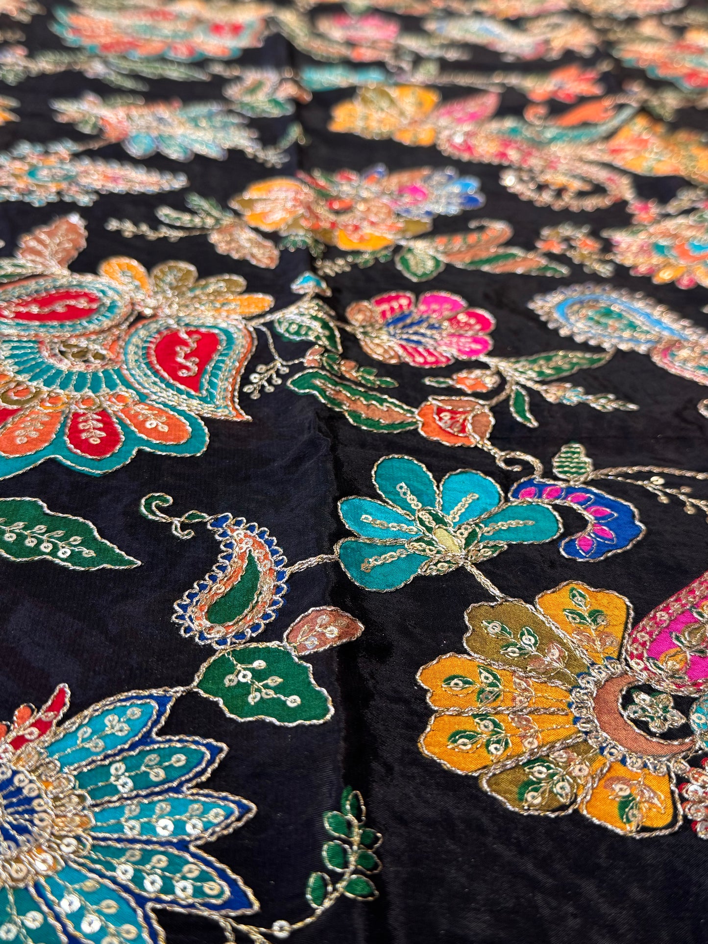 Black kalamkari Crepe Blouse Piece/Material