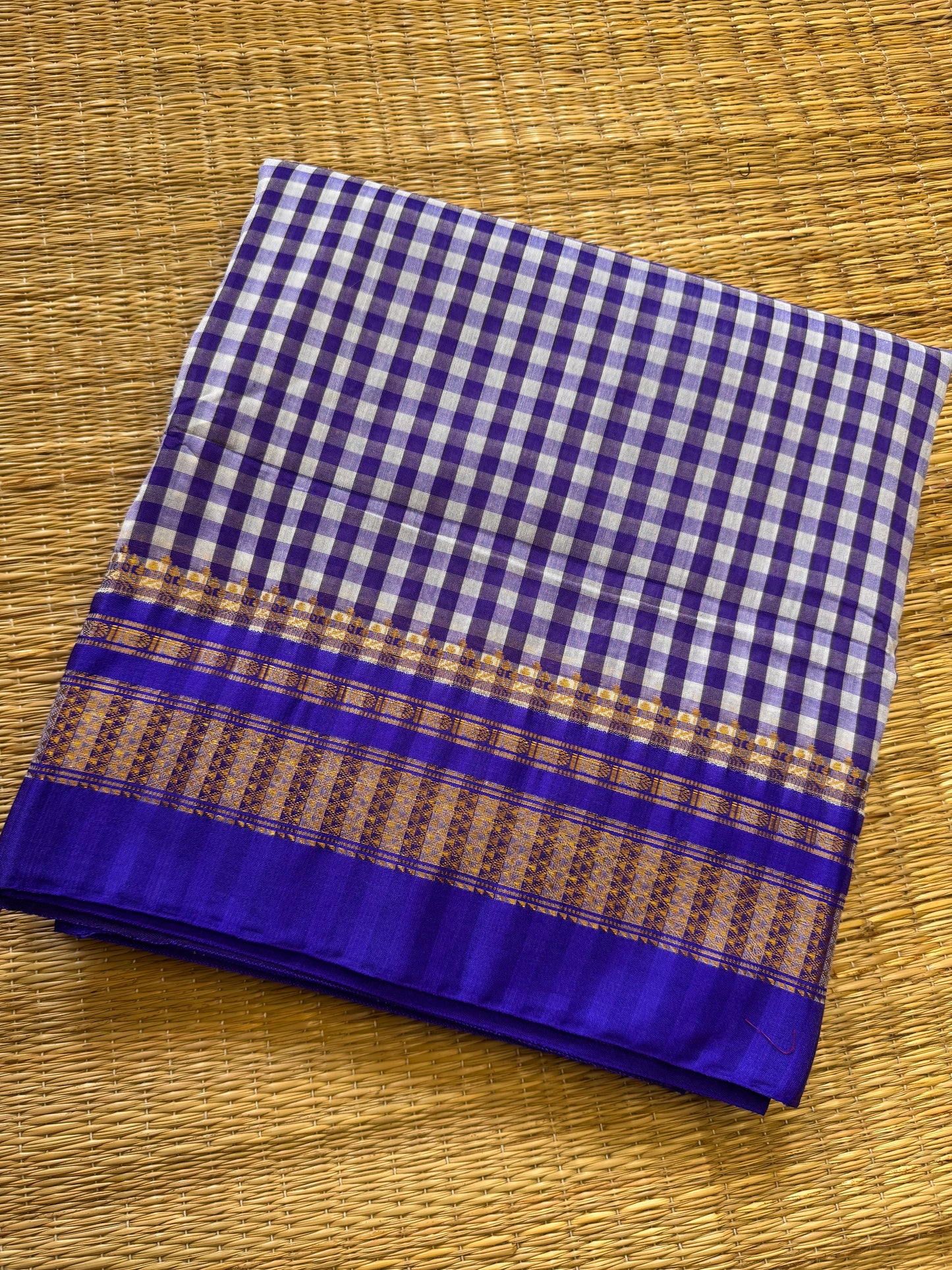 Blue Checks ilkal Cotton Silk Saree