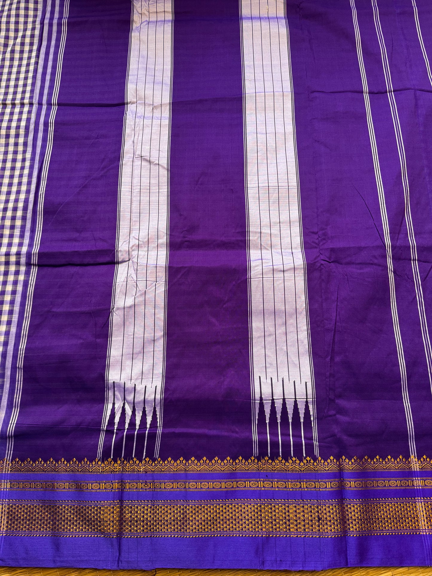 Blue Checks ilkal Cotton Silk Saree