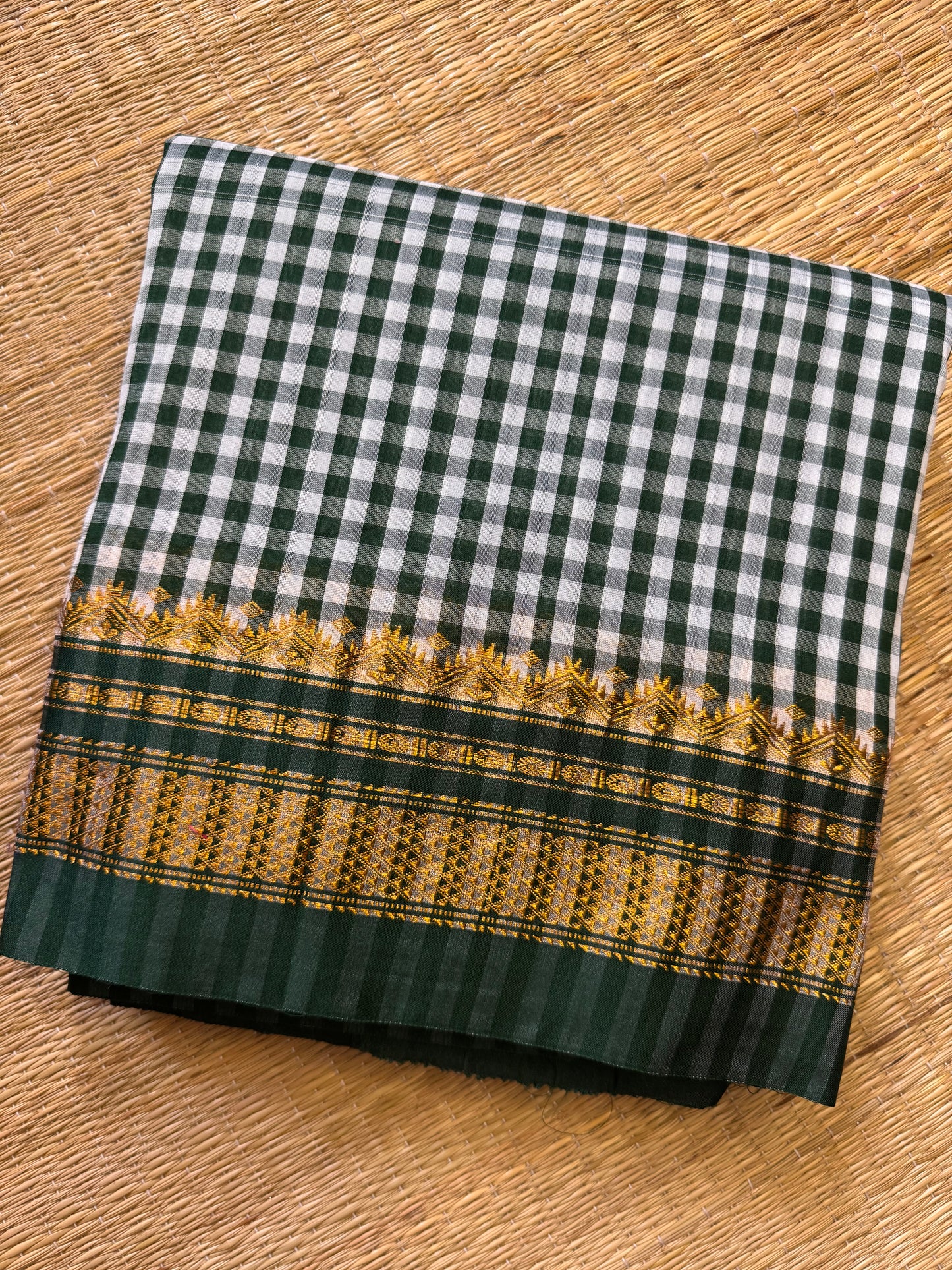 Green Checks ilkal Cotton Silk Saree